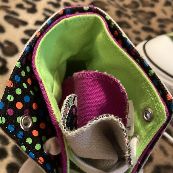 2 for $40 CONVERSE ALL STAR Shoes DOUBLE TONGUE POLKA DOT GREY Unisex Size 5 - Picture 9 of 10